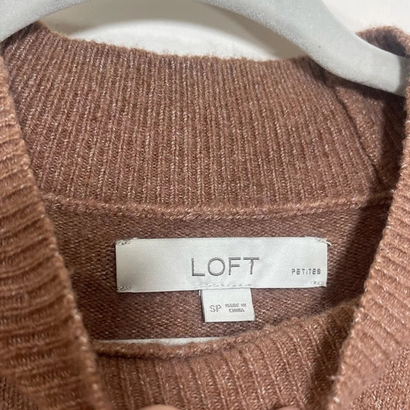 Loft Wool Blend Mock Neck Pullover Long Sleeve Sweater Women’s Size Small Petite - Picture 3 of 10